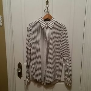 Medium brown and black striped men's dress shirt
